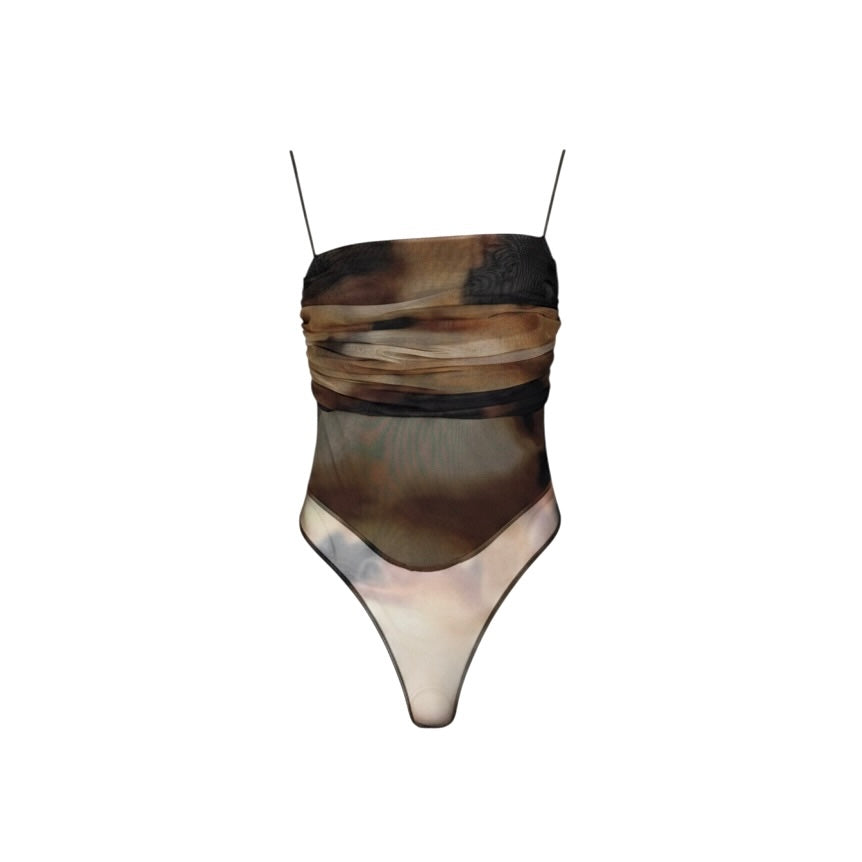 BROWN AND ORANGE BODYSUIT