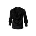 BLACK COWNECK SILK TOP