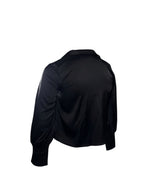 BLACK COWNECK SILK TOP