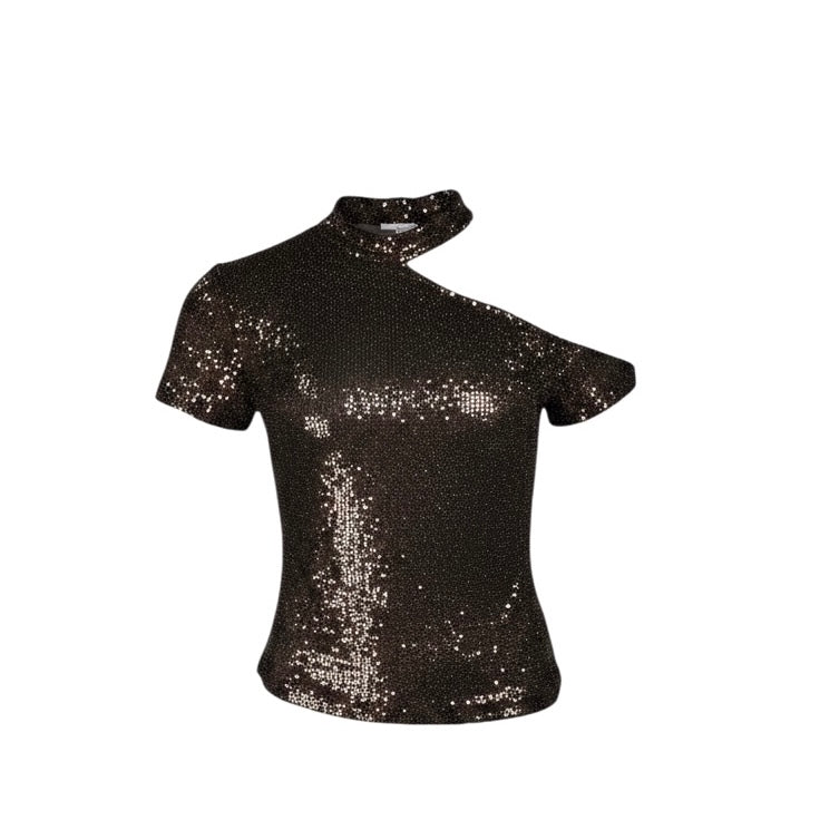 BROWN SHINNY DRESS TOP