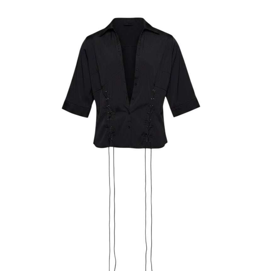 BLACK LACED BUTTON UP