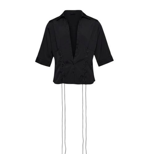 BLACK LACED BUTTON UP