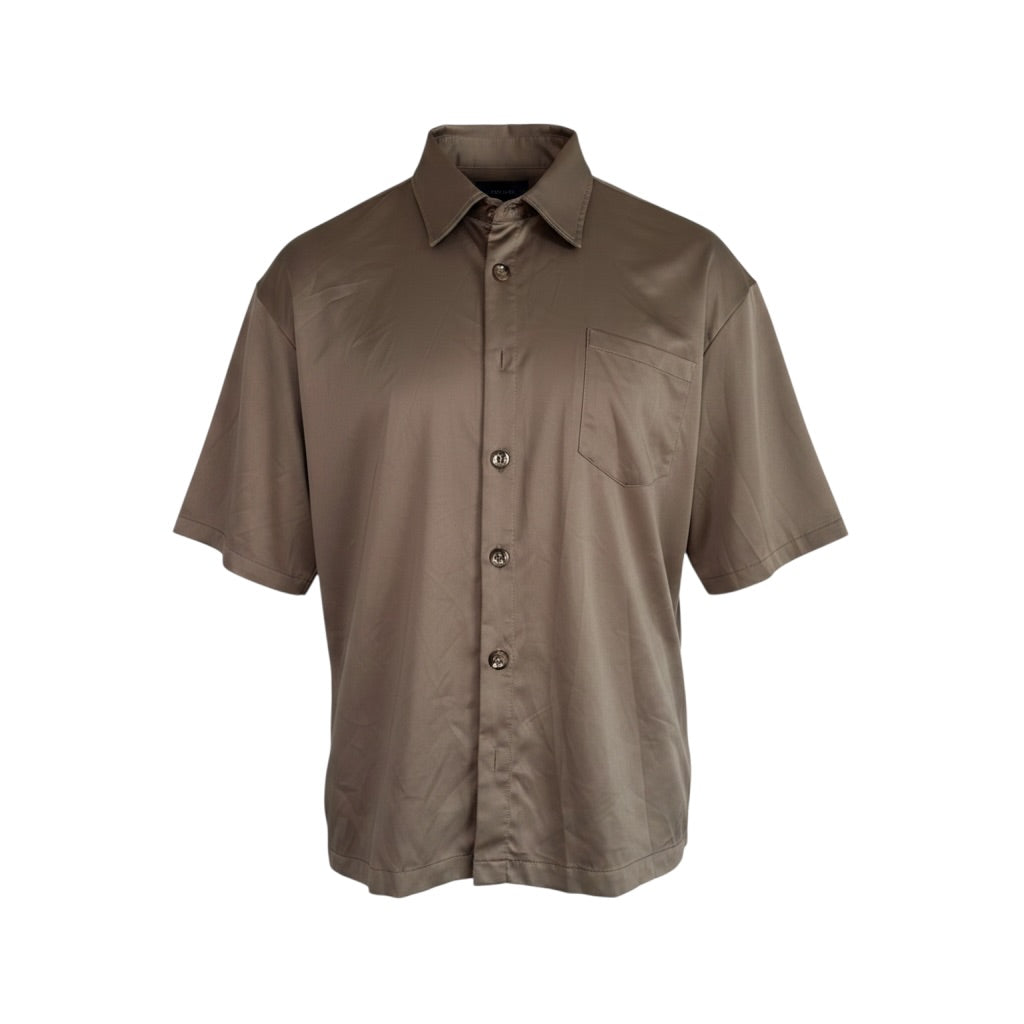 BROWN SILK BUTTON DOWN