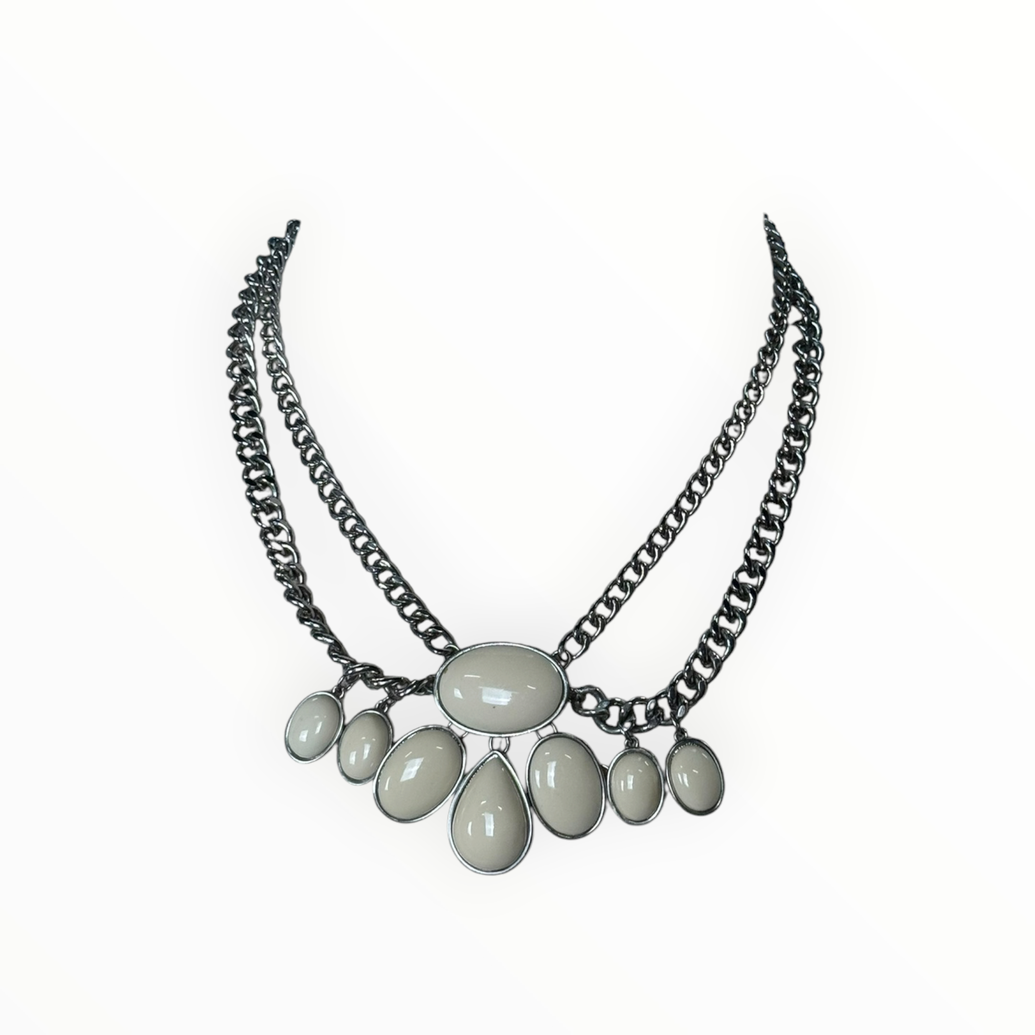 WHITE CRYSTAL + CHAIN NECKLACE