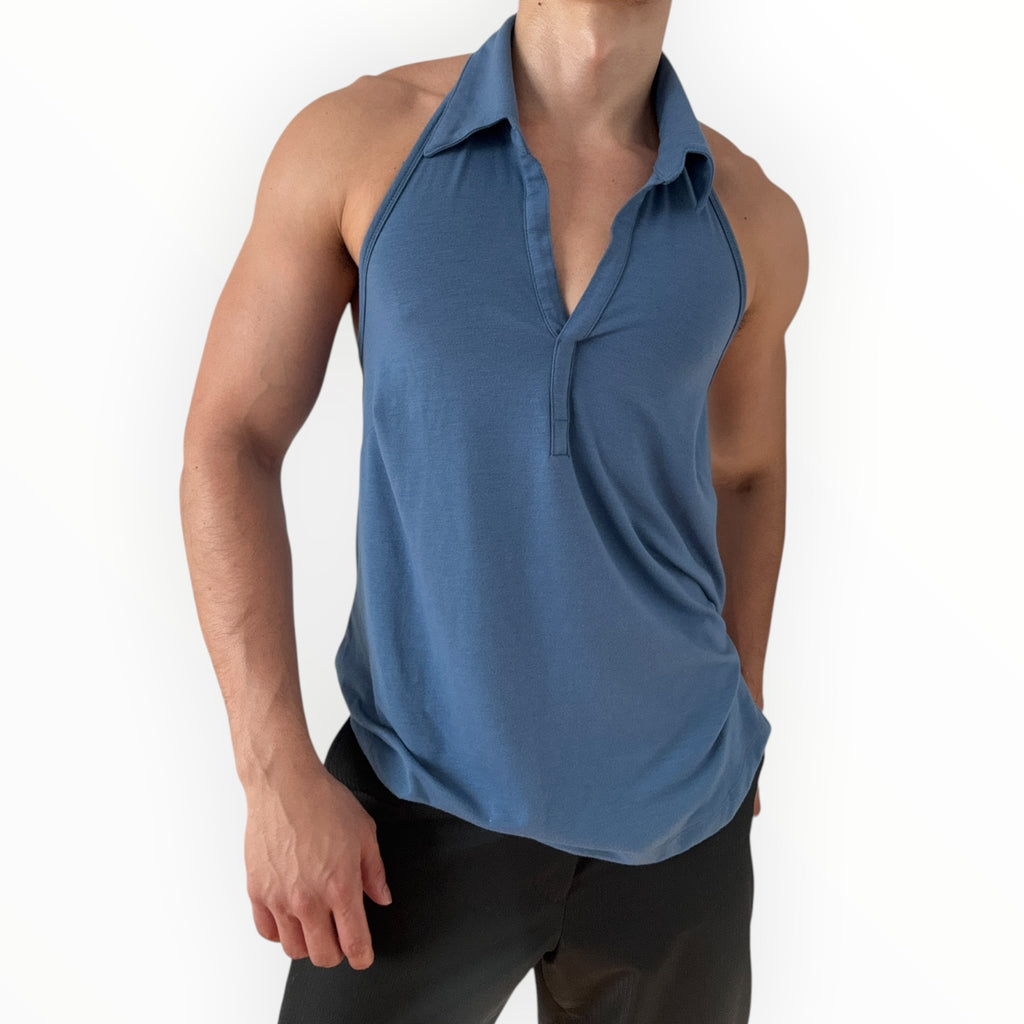 BLUE COLLAR HALTER TOP