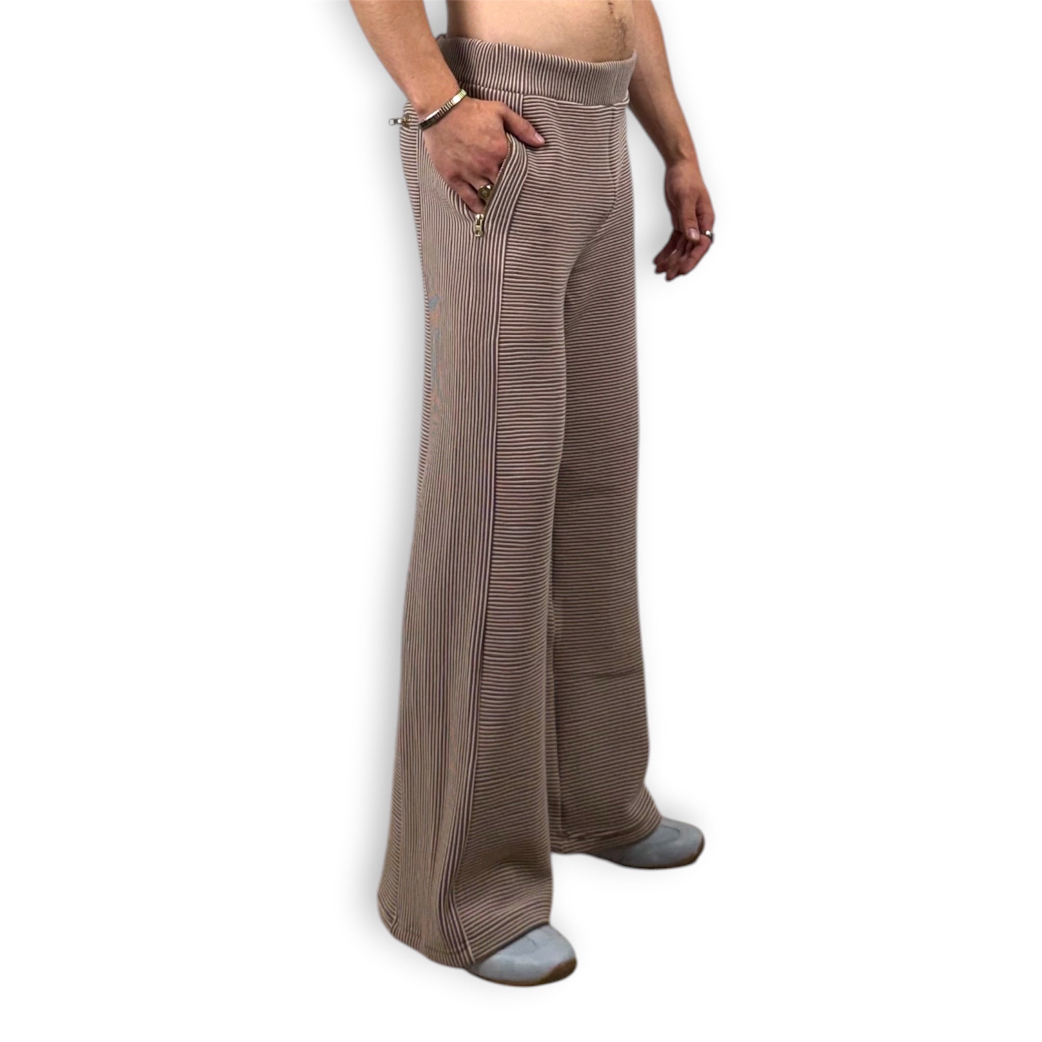 STRIPED BELL BOTTOM SWEATS