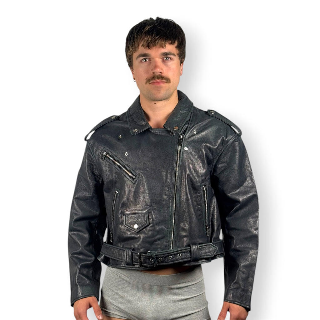 NAVY LEATHER JACKET