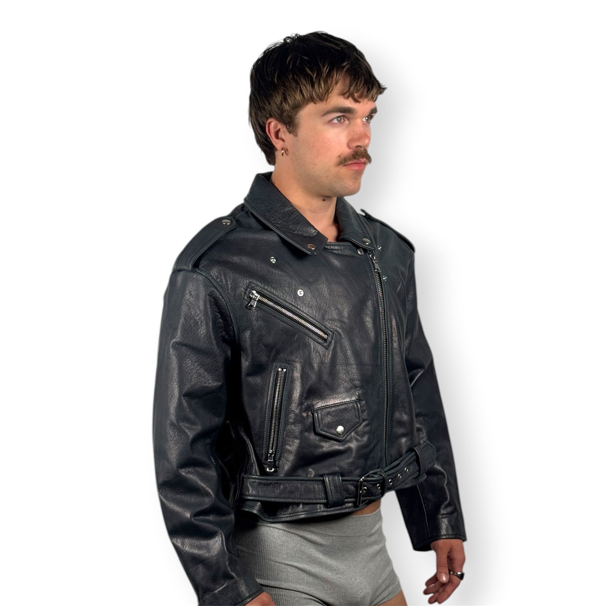 NAVY LEATHER JACKET