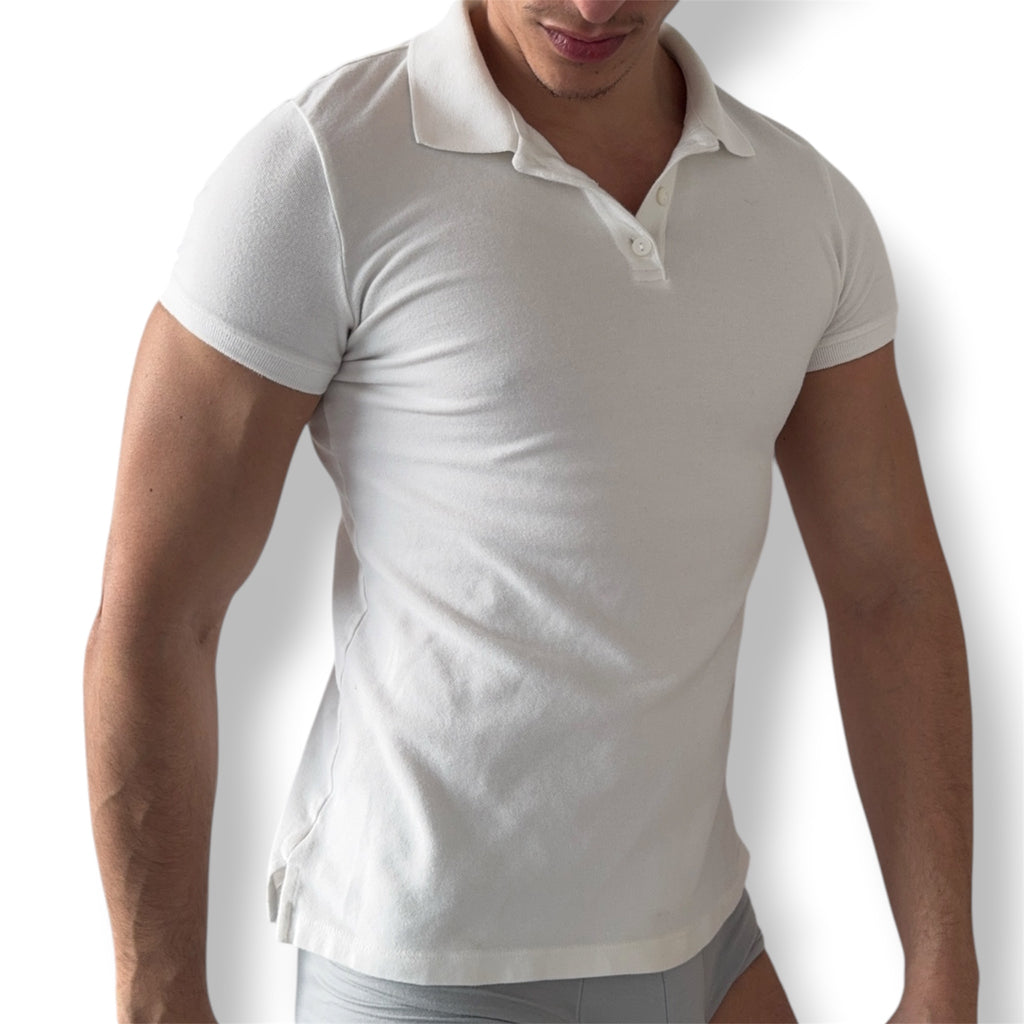 WHITE FITTED POLO