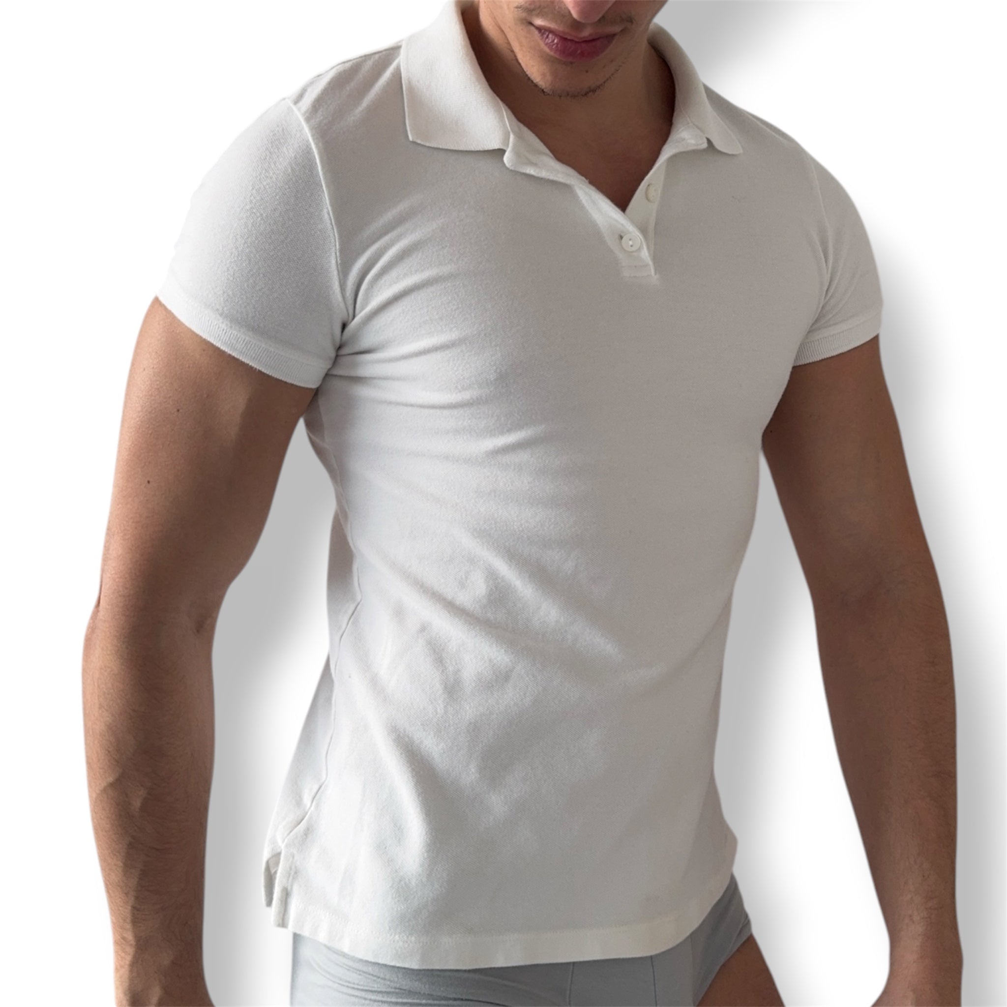 WHITE FITTED POLO
