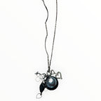 SILVER AND BLACK CHARMS NECKLACE