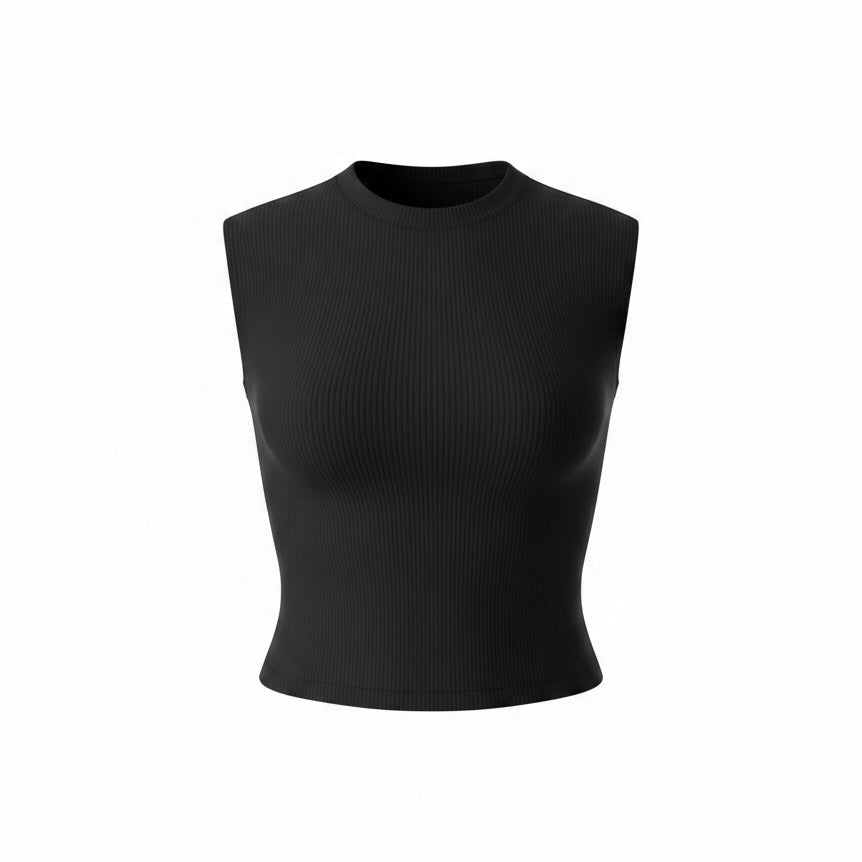 BLACK BACKLESS BUCKLE SHIRT
